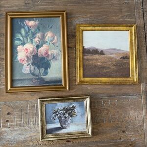 Threshold Gold Framed Art Set with Floral and Landscape Designs